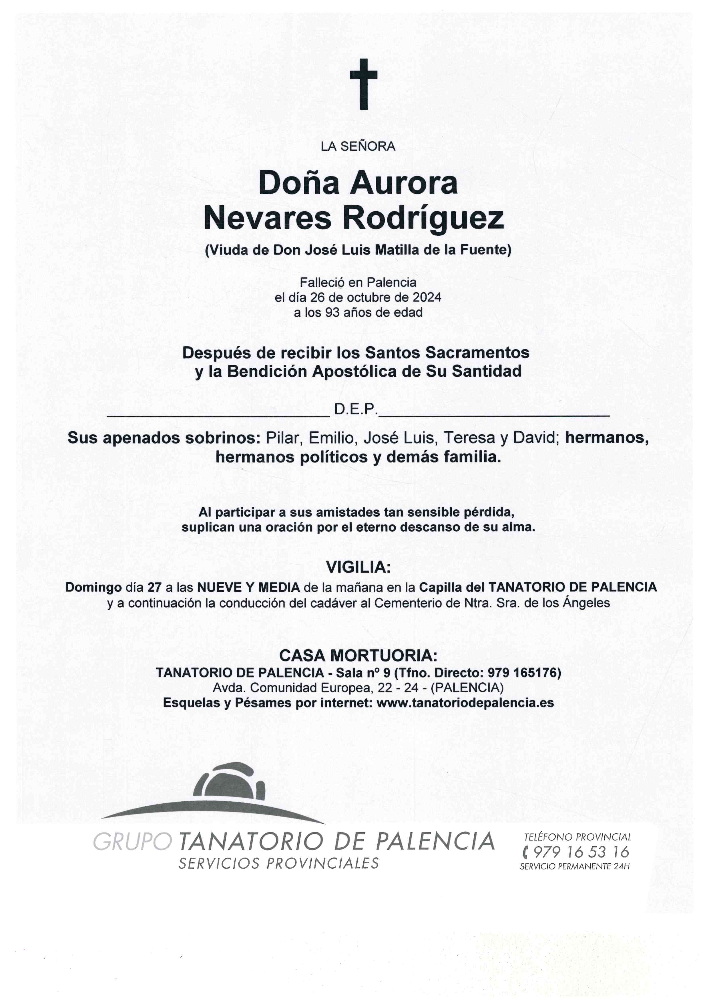 LA SEÑORA DOÑA AURORA NEVARES RODRÍGUEZ